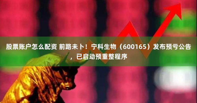 股票账户怎么配资 前路未卜！宁科生物（600165）发布预亏公告，已启动预重整程序